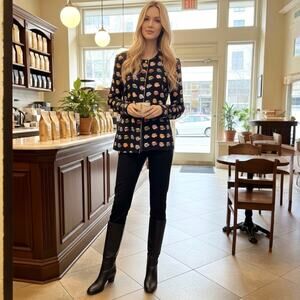 VTG Maggy London 100% Silk Gold Trim Jacket Size 8 Artsy Academia Blazer Jacket